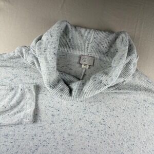 Anthropologie Postmark Cowl Neck Sweater Womens Large White Blue Marl 0198
